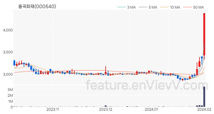 [특징주 분석] 흥국화재 주가 차트 (2024.02.01)