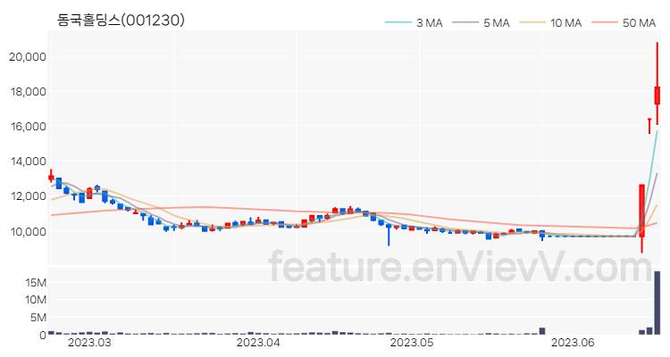 [특징주 분석] 동국홀딩스 주가 차트 (2023.06.20)