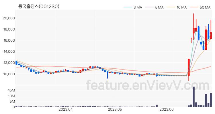 [특징주 분석] 동국홀딩스 주가 차트 (2023.06.29)