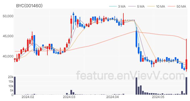 [특징주] BYC 주가와 차트 분석 2024.05.23