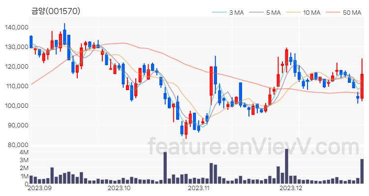 [특징주 분석] 금양 주가 차트 (2023.12.27)