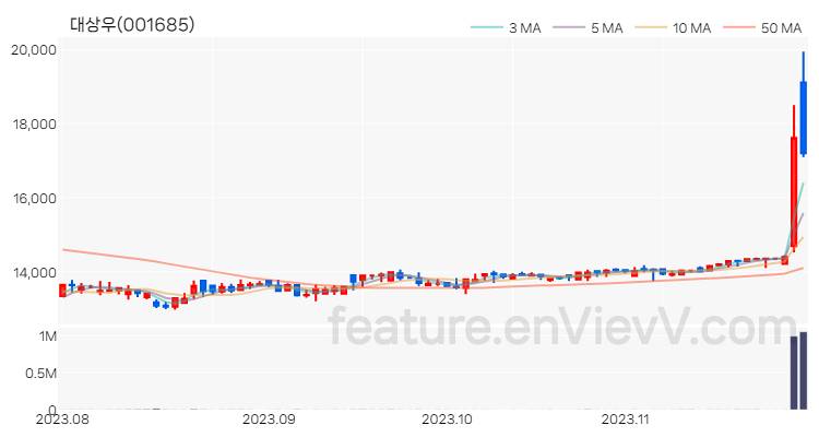 [특징주 분석] 대상우 주가 차트 (2023.11.28)