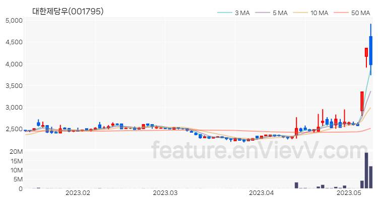 [특징주 분석] 대한제당우 주가 차트 (2023.05.10)