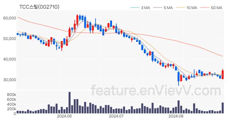 [특징주] TCC스틸 주가와 차트 분석 2024.08.29