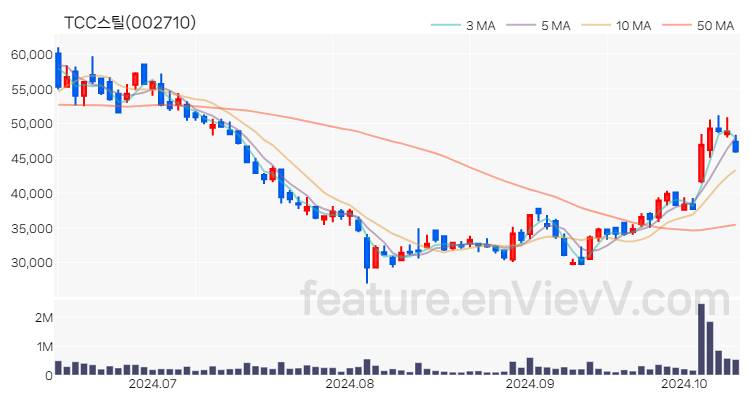 [특징주] TCC스틸 주가와 차트 분석 2024.10.14
