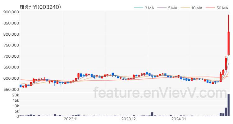 [특징주 분석] 태광산업 주가 차트 (2024.01.29)