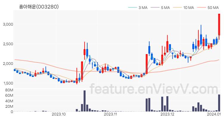 [특징주] 흥아해운 주가와 차트 분석 2024.01.04