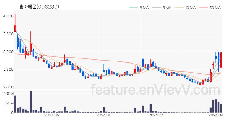 [특징주 분석] 흥아해운 주가 차트 (2024.08.06)