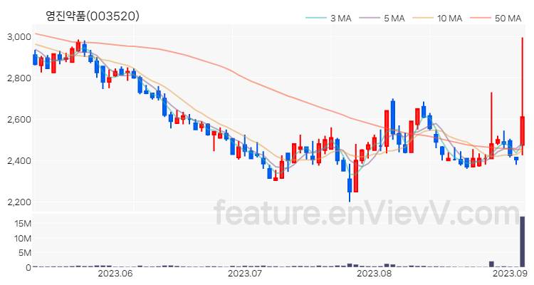 [특징주] 영진약품 주가와 차트 분석 2023.09.05