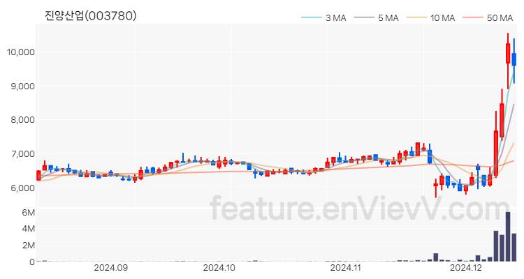 [특징주] 진양산업 주가와 차트 분석 2024.12.12