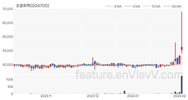 [특징주] 조광피혁 주가와 차트 분석 2024.02.02