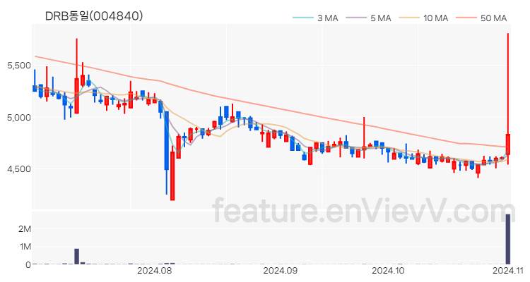 [특징주] DRB동일 주가와 차트 분석 2024.11.01