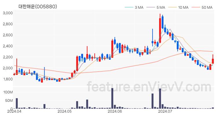 [특징주] 대한해운 주가와 차트 분석 2024.07.29