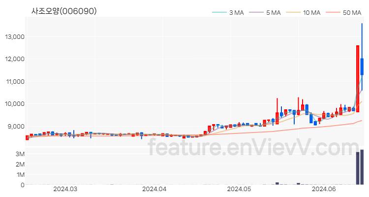 [특징주 분석] 사조오양 주가 차트 (2024.06.17)