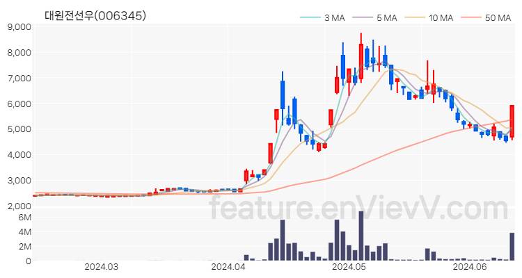 [특징주] 대원전선우 주가와 차트 분석 2024.06.13