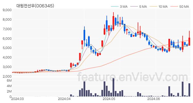 [특징주] 대원전선우 주가와 차트 분석 2024.06.26