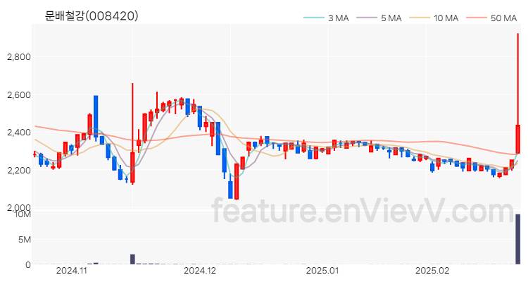 [특징주] 문배철강 주가와 차트 분석 2025.02.21