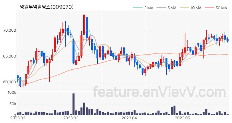 [특징주] 영원무역홀딩스 주가와 차트 분석 2023.05.26