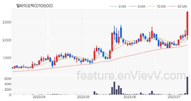 [특징주] 웰바이오텍 주가와 차트 분석 2023.07.11