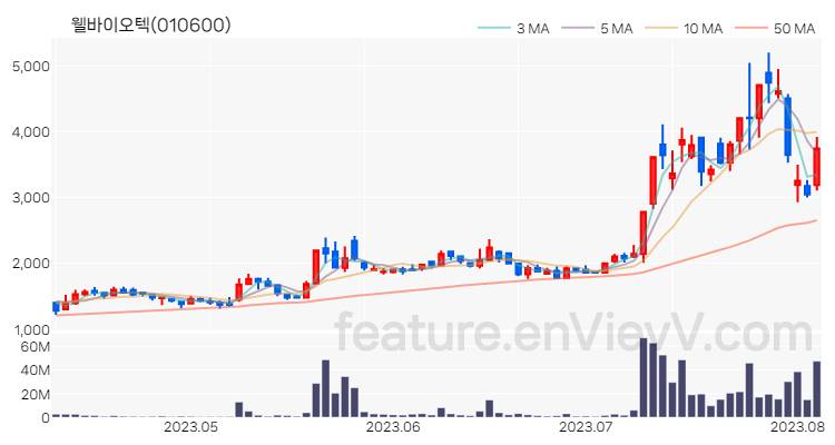 [특징주] 웰바이오텍 주가와 차트 분석 2023.08.04