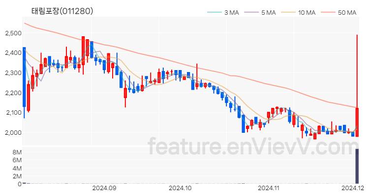 [특징주] 태림포장 주가와 차트 분석 2024.12.03