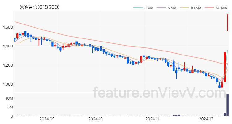 [특징주] 동원금속 주가와 차트 분석 2024.12.12
