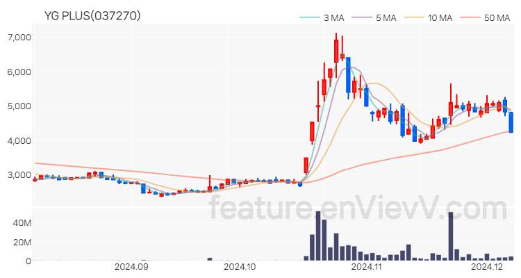 [특징주] YG PLUS 주가와 차트 분석 2024.12.06