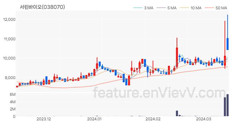 [특징주 분석] 서린바이오 주가 차트 (2024.03.15)