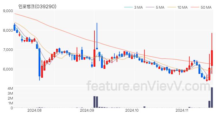 [특징주] 인포뱅크 주가와 차트 분석 2024.11.19