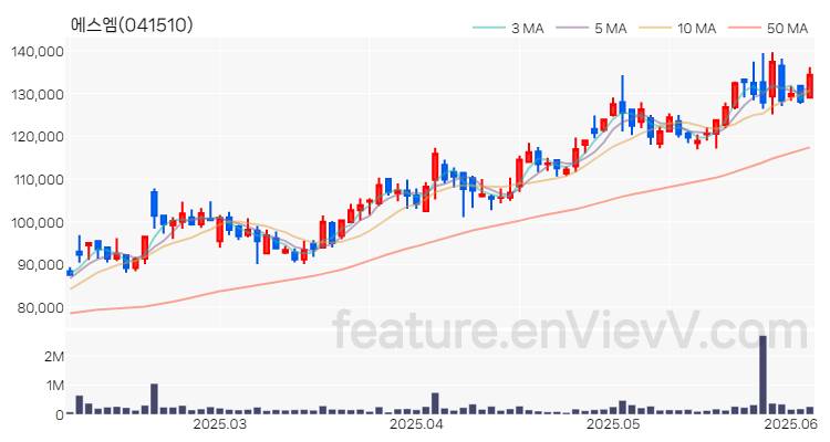 [특징주 분석] 에스엠 주가 차트 (2025.06.05)