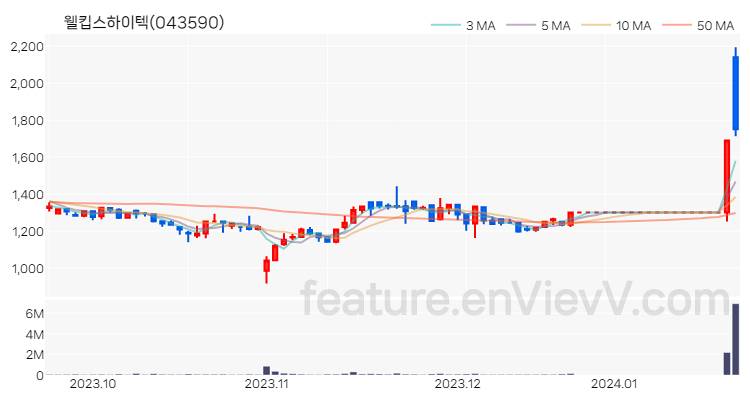 [특징주] 웰킵스하이텍 주가와 차트 분석 2024.01.22