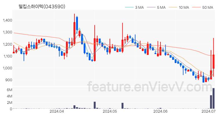 [특징주 분석] 웰킵스하이텍 주가 차트 (2024.07.03)