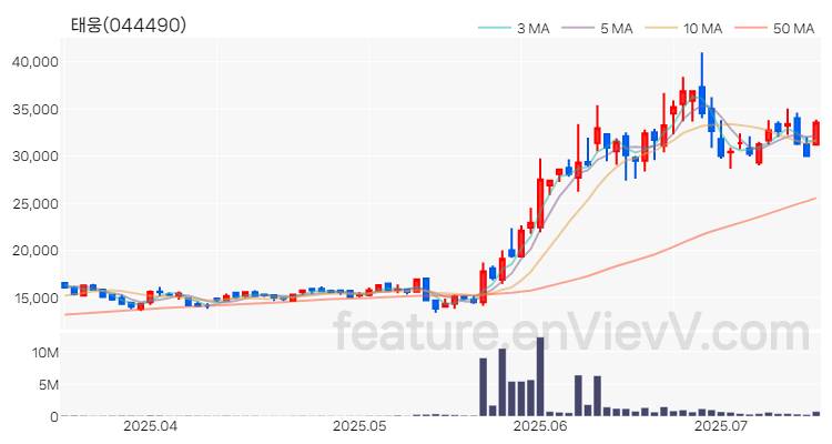 [특징주 분석] 태웅 주가 차트 (2025.07.15)