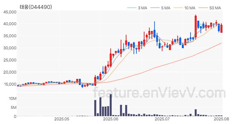 [특징주 분석] 태웅 주가 차트 (2025.08.04)