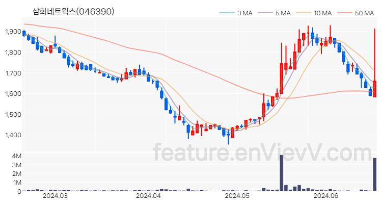 [특징주 분석] 삼화네트웍스 주가 차트 (2024.06.19)