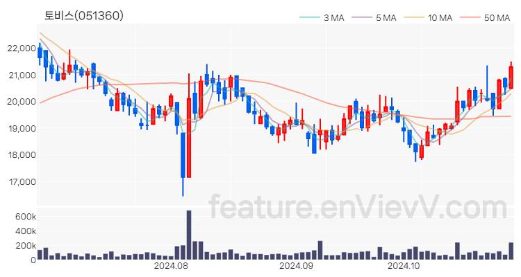 [특징주] 토비스 주가와 차트 분석 2024.10.30