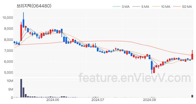 [특징주] 브리지텍 주가와 차트 분석 2024.08.30