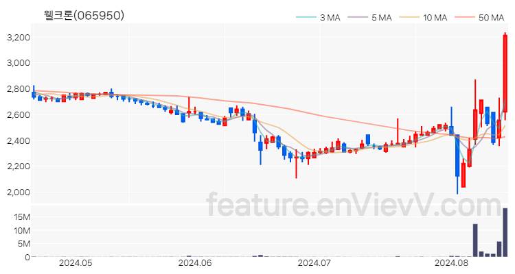 [특징주 분석] 웰크론 주가 차트 (2024.08.16)