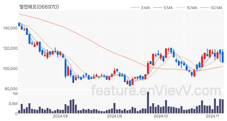 [특징주] 엘앤에프 주가와 차트 분석 2024.11.07