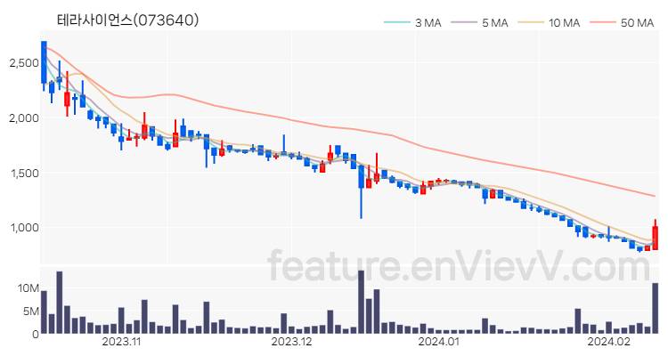 [특징주 분석] 테라사이언스 주가 차트 (2024.02.13)