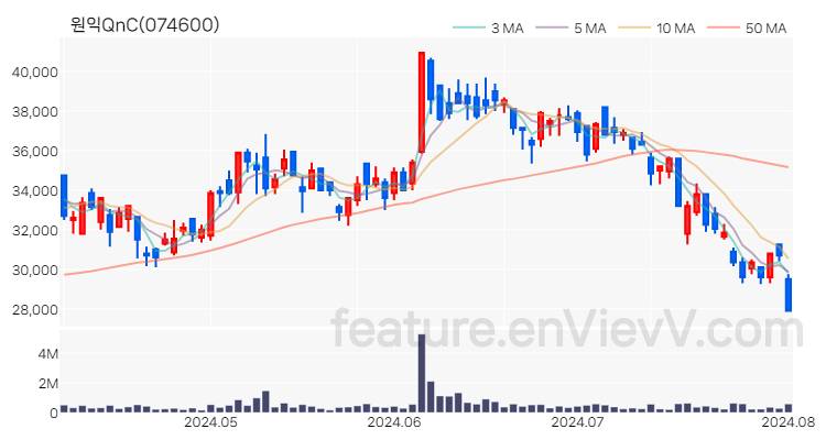[특징주] 원익QnC 주가와 차트 분석 2024.08.02