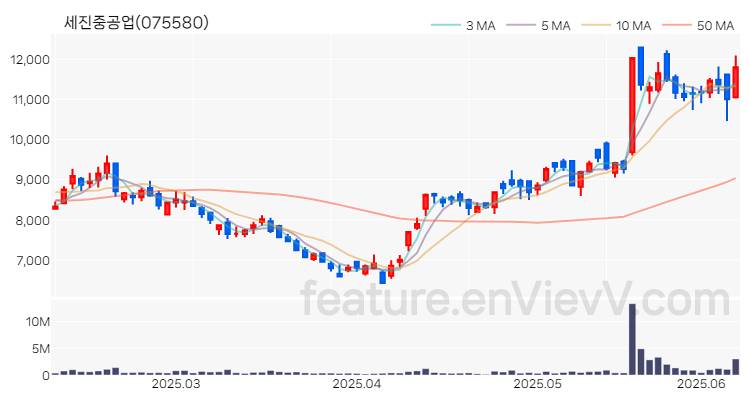 [특징주 분석] 세진중공업 주가 차트 (2025.06.10)