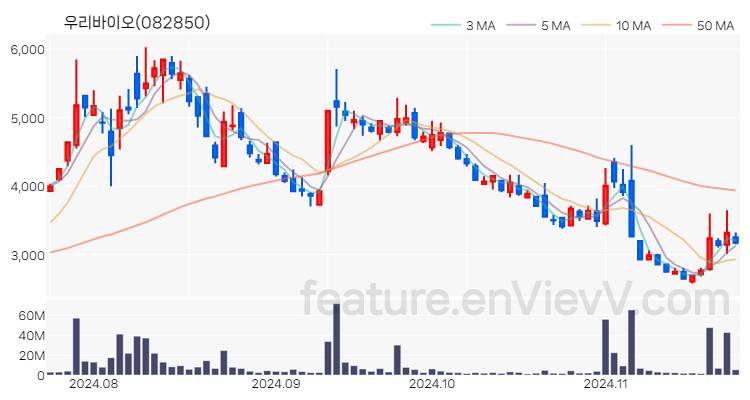 [특징주] 우리바이오 주가와 차트 분석 2024.11.22