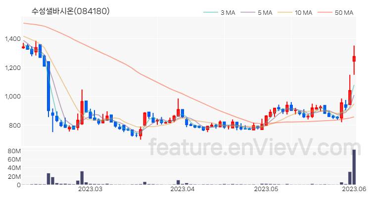 [특징주 분석] 수성샐바시온 주가 차트 (2023.06.02)