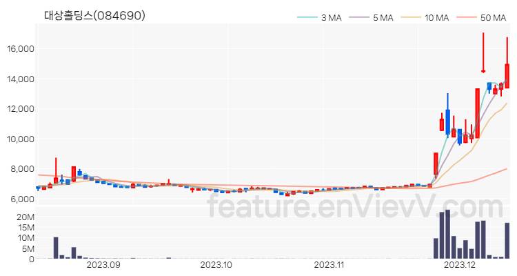 [특징주 분석] 대상홀딩스 주가 차트 (2023.12.13)