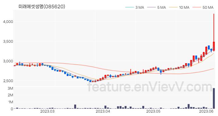 [특징주] 미래에셋생명 주가와 차트 분석 2023.06.08