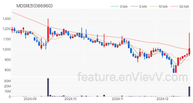 [특징주] MDS테크 주가와 차트 분석 2024.12.18