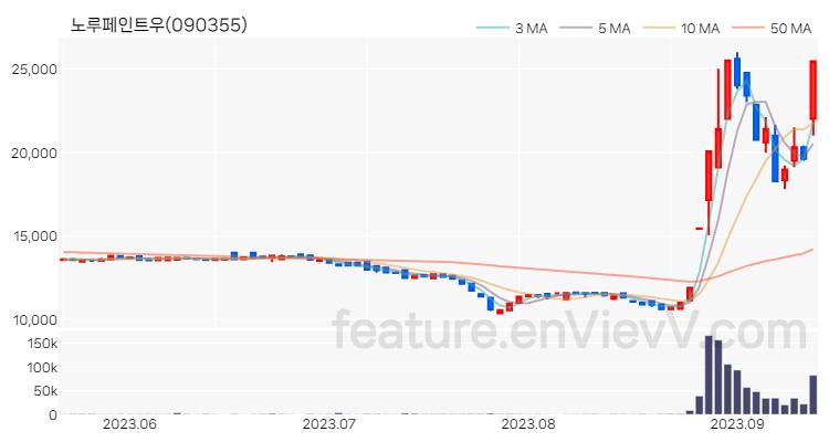 [특징주 분석] 노루페인트우 주가 차트 (2023.09.13)