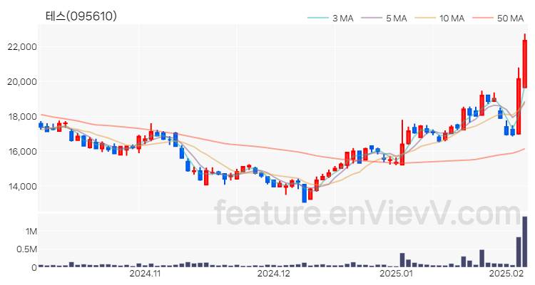 [특징주] 테스 주가와 차트 분석 2025.02.06