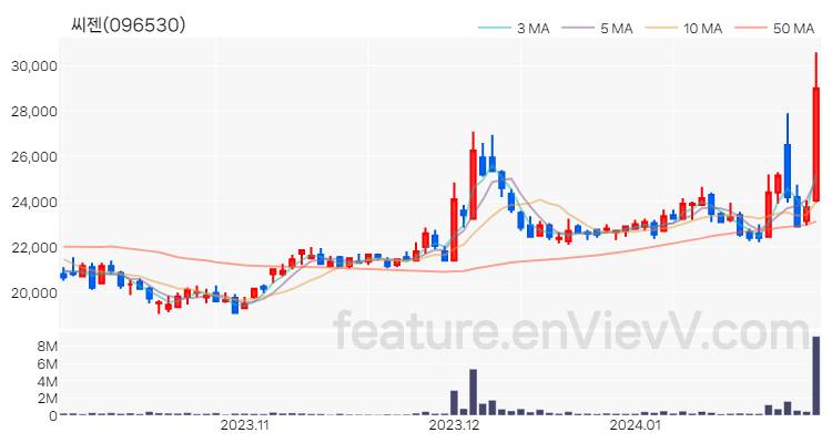 [특징주] 씨젠 주가와 차트 분석 2024.01.29